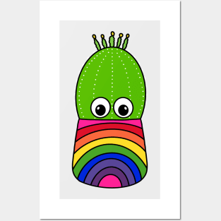 Cute Cactus Design #336: Cute Cactus In Rainbow Colored Pot Posters and Art